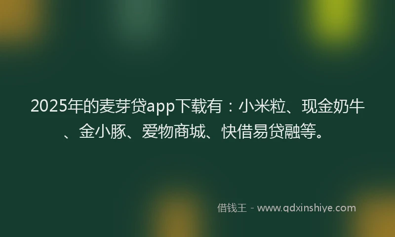 2025年的麦芽贷app下载有：小米粒、现金奶牛、金小豚、爱物商城、快借易贷融等。