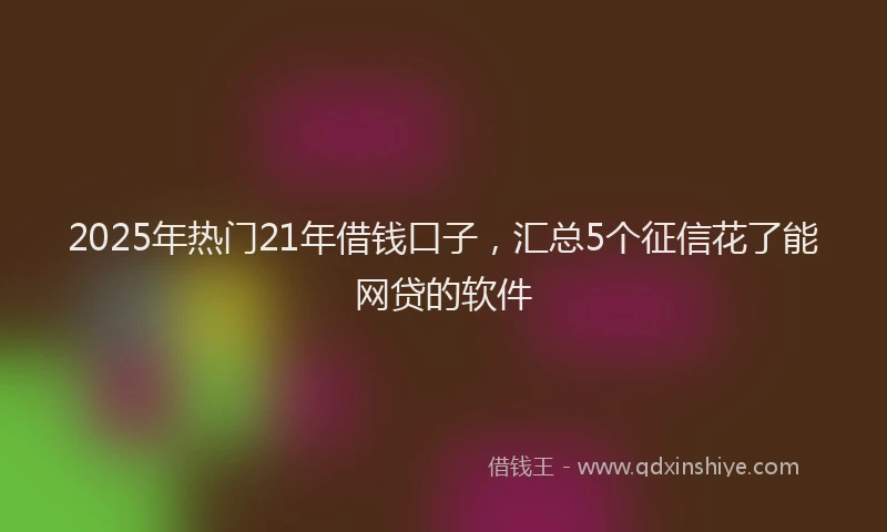 2025年热门21年借钱口子，汇总5个征信花了能网贷的软件