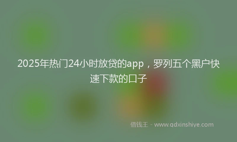 2025年热门24小时放贷的app，罗列五个黑户快速下款的口子