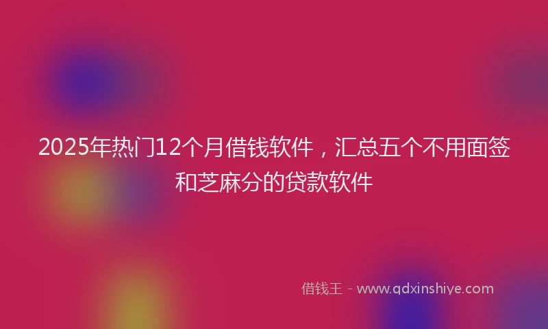 2025年热门12个月借钱软件，汇总五个不用面签和芝麻分的贷款软件