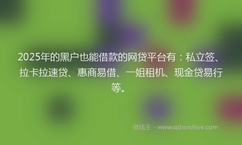 2025年的黑户也能借款的网贷平台有：私立签、拉卡拉速贷、惠商易借、一姐租机、现金贷易行等。