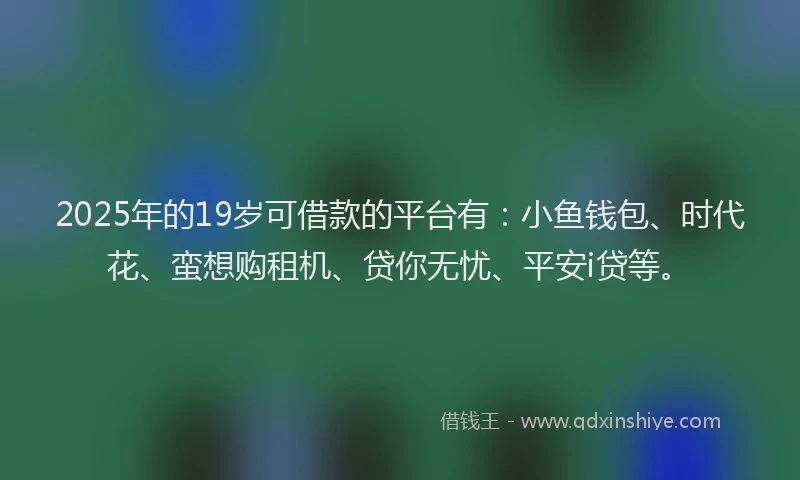 2025年的19岁可借款的平台有：小鱼钱包、时代花、蛮想购租机、贷你无忧、平安i贷等。