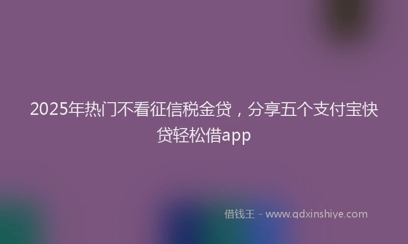 2025年热门不看征信税金贷，分享五个支付宝快贷轻松借app