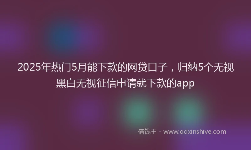 2025年热门5月能下款的网贷口子，归纳5个无视黑白无视征信申请就下款的app
