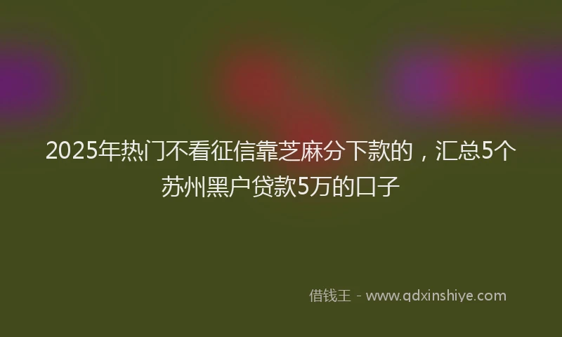 2025年热门不看征信靠芝麻分下款的，汇总5个苏州黑户贷款5万的口子