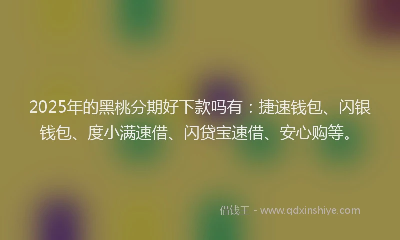 2025年的黑桃分期好下款吗有：捷速钱包、闪银钱包、度小满速借、闪贷宝速借、安心购等。