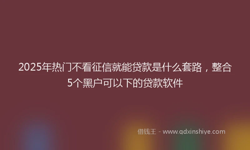 2025年热门不看征信就能贷款是什么套路，整合5个黑户可以下的贷款软件