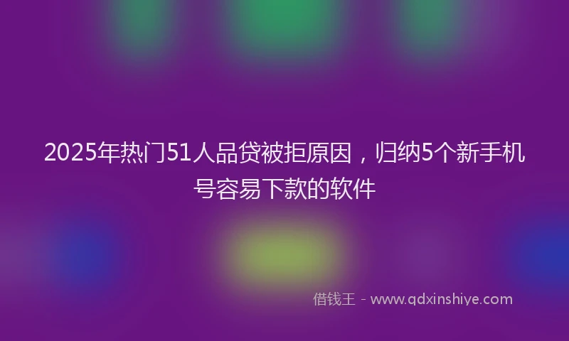 2025年热门51人品贷被拒原因，归纳5个新手机号容易下款的软件