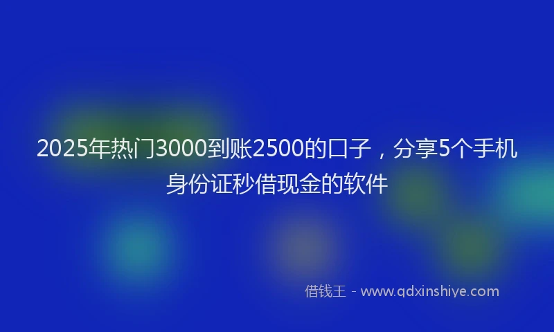 2025年热门3000到账2500的口子，分享5个手机身份证秒借现金的软件