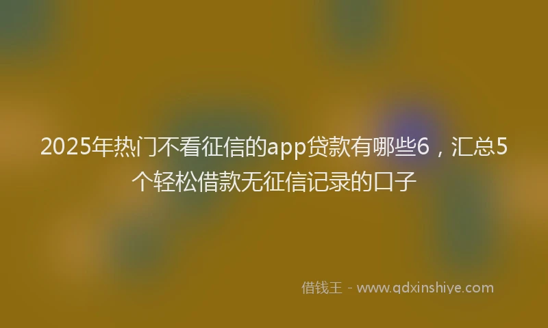 2025年热门不看征信的app贷款有哪些6，汇总5个轻松借款无征信记录的口子