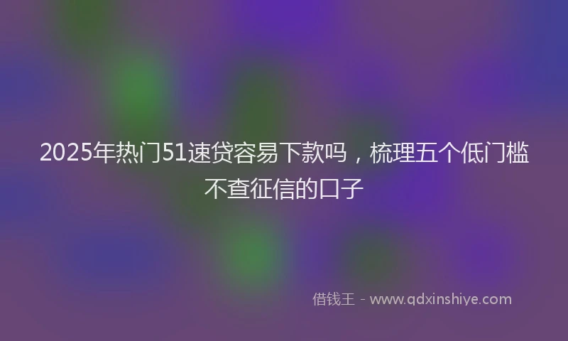 2025年热门51速贷容易下款吗，梳理五个低门槛不查征信的口子