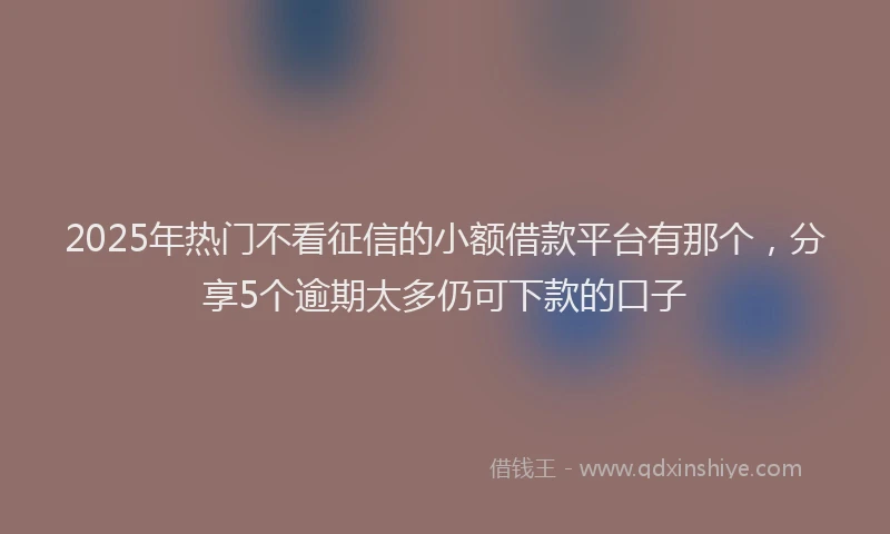 2025年热门不看征信的小额借款平台有那个，分享5个逾期太多仍可下款的口子