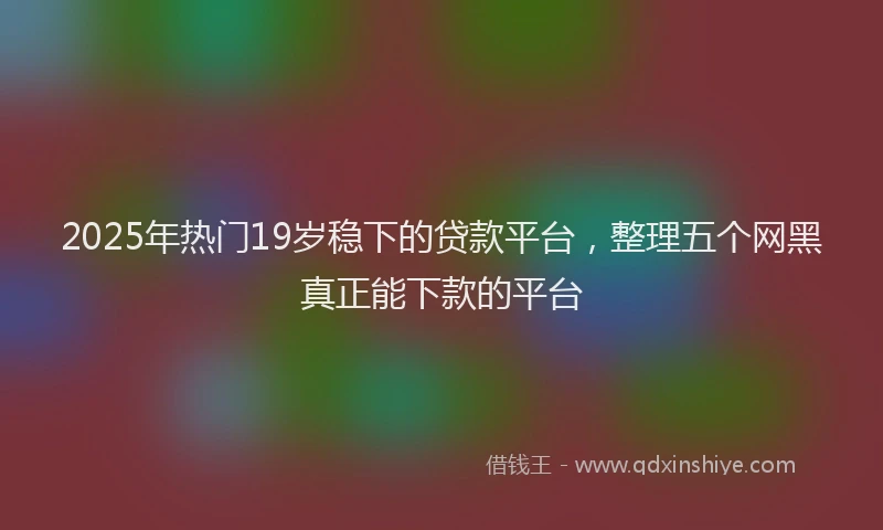 2025年热门19岁稳下的贷款平台，整理五个网黑真正能下款的平台