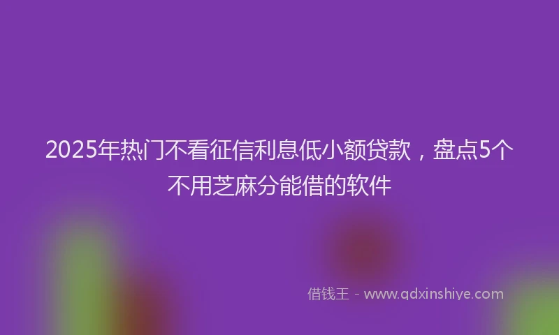 2025年热门不看征信利息低小额贷款，盘点5个不用芝麻分能借的软件