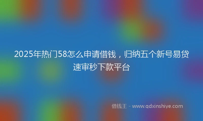 2025年热门58怎么申请借钱，归纳五个新号易贷速审秒下款平台