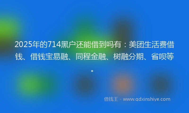 2025年的714黑户还能借到吗有：美团生活费借钱、借钱宝易融、同程金融、树融分期、省呗等。