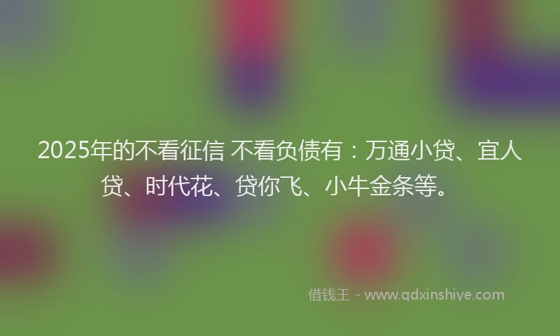 2025年的不看征信 不看负债有：万通小贷、宜人贷、时代花、贷你飞、小牛金条等。