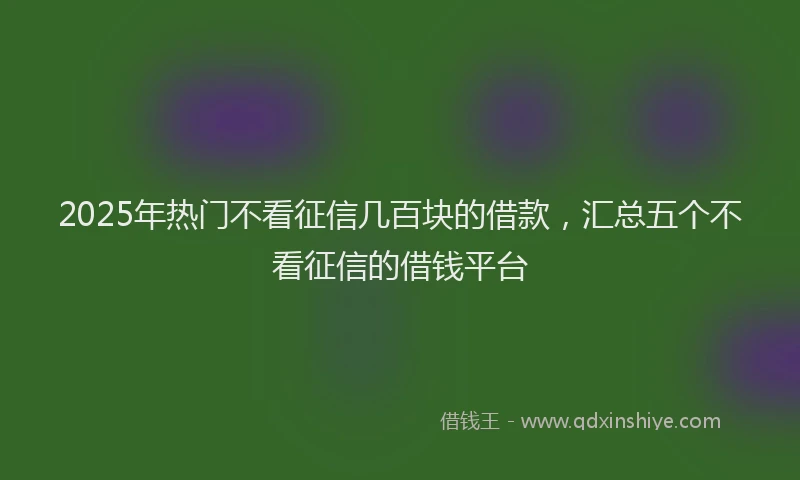 2025年热门不看征信几百块的借款，汇总五个不看征信的借钱平台