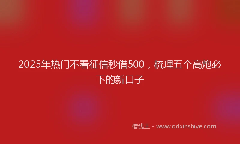 2025年热门不看征信秒借500，梳理五个高炮必下的新口子
