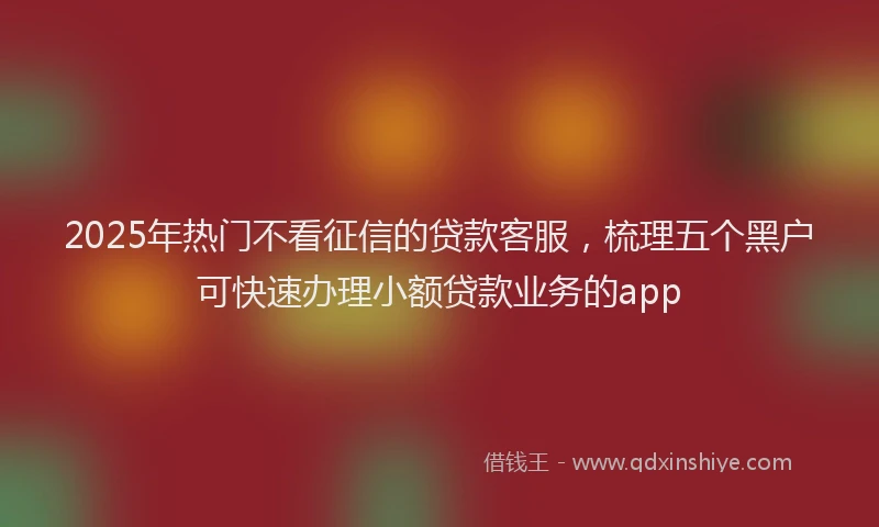 2025年热门不看征信的贷款客服，梳理五个黑户可快速办理小额贷款业务的app
