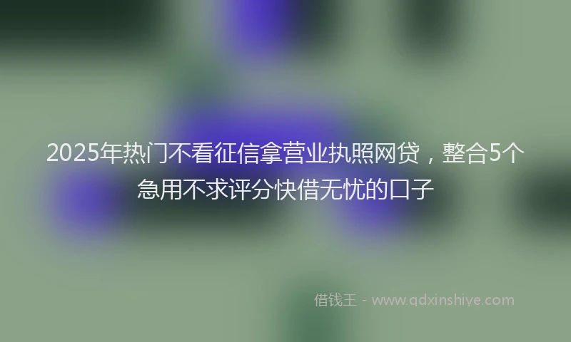 2025年热门不看征信拿营业执照网贷，整合5个急用不求评分快借无忧的口子