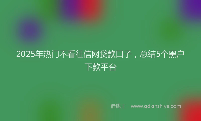 2025年热门不看征信网贷款口子，总结5个黑户下款平台
