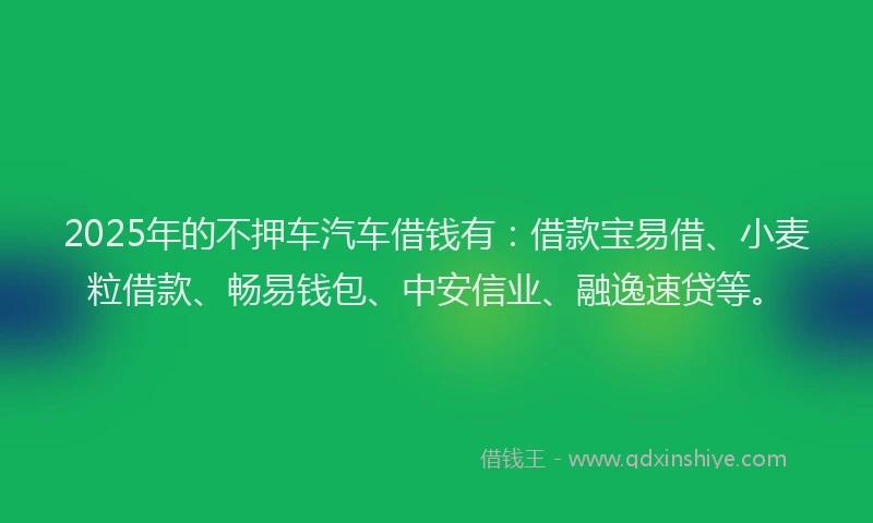 2025年的不押车汽车借钱有：借款宝易借、小麦粒借款、畅易钱包、中安信业、融逸速贷等。