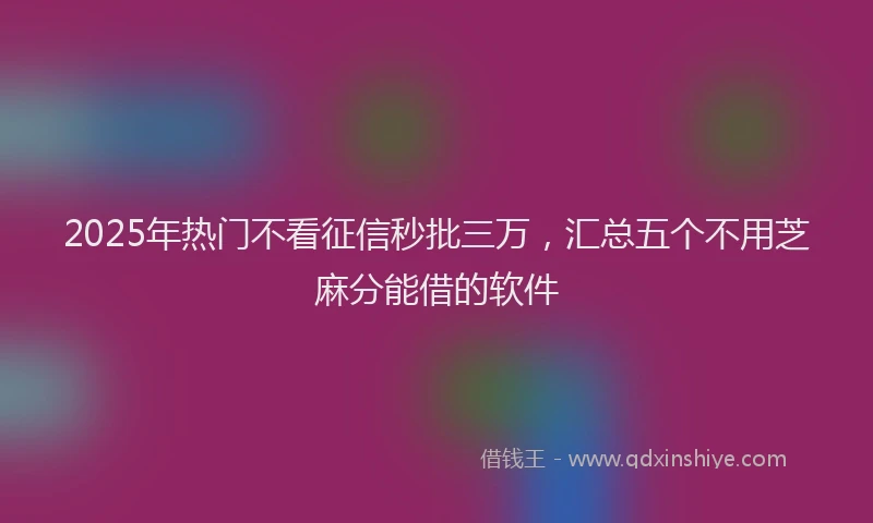 2025年热门不看征信秒批三万，汇总五个不用芝麻分能借的软件