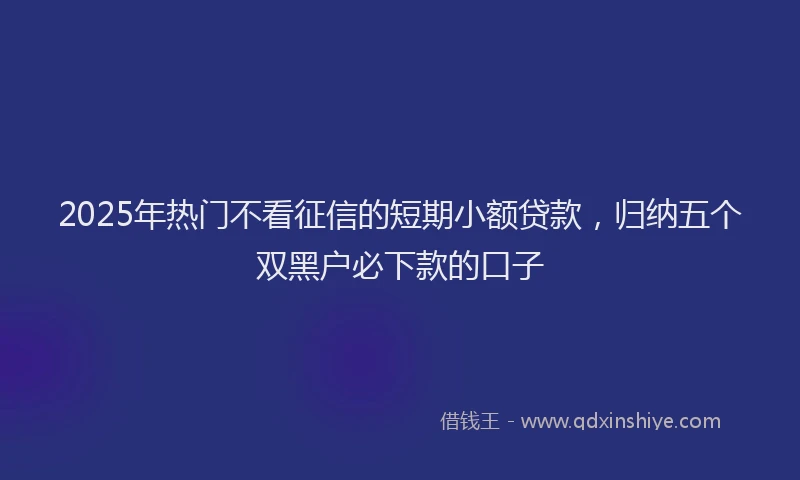 2025年热门不看征信的短期小额贷款，归纳五个双黑户必下款的口子