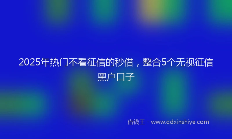 2025年热门不看征信的秒借，整合5个无视征信黑户口子