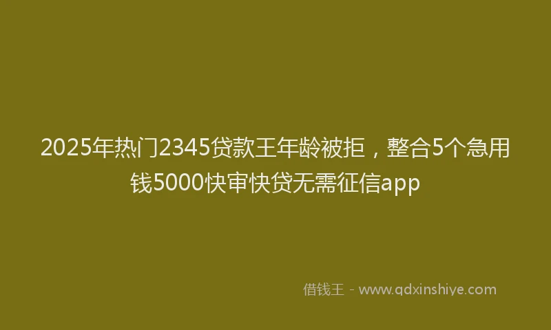 2025年热门2345贷款王年龄被拒，整合5个急用钱5000快审快贷无需征信app