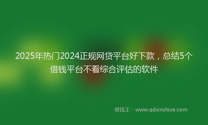 2025年热门2024正规网贷平台好下款，总结5个借钱平台不看综合评估的软件