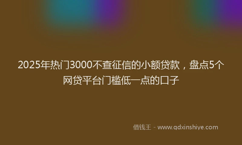 2025年热门3000不查征信的小额贷款，盘点5个网贷平台门槛低一点的口子