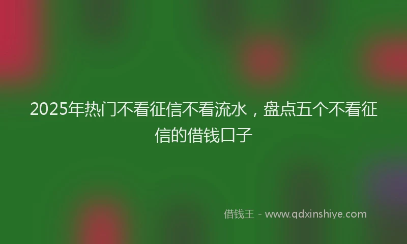 2025年热门不看征信不看流水，盘点五个不看征信的借钱口子