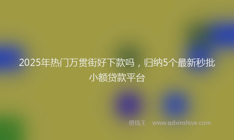 2025年热门万贯街好下款吗，归纳5个最新秒批小额贷款平台