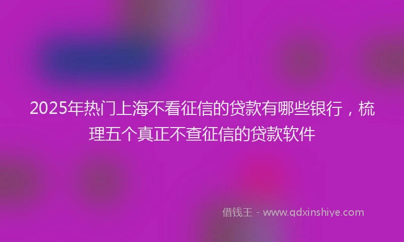 2025年热门上海不看征信的贷款有哪些银行，梳理五个真正不查征信的贷款软件