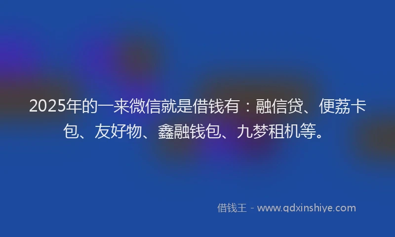 2025年的一来微信就是借钱有：融信贷、便荔卡包、友好物、鑫融钱包、九梦租机等。