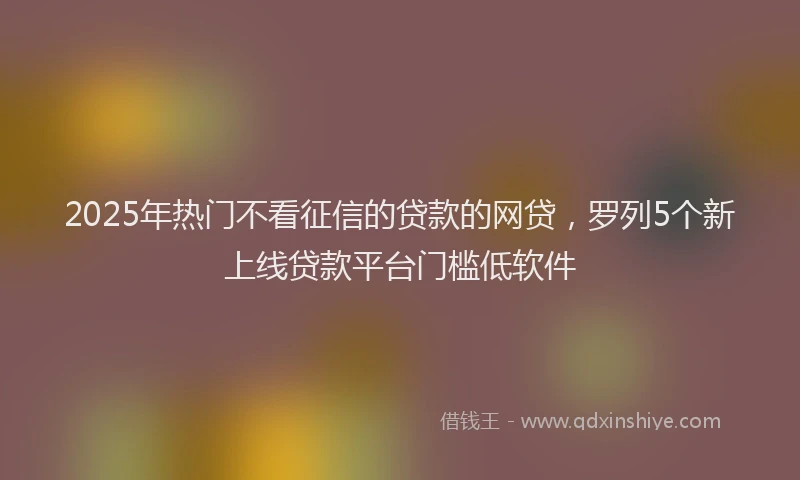 2025年热门不看征信的贷款的网贷，罗列5个新上线贷款平台门槛低软件