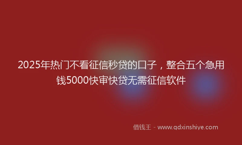 2025年热门不看征信秒贷的口子，整合五个急用钱5000快审快贷无需征信软件