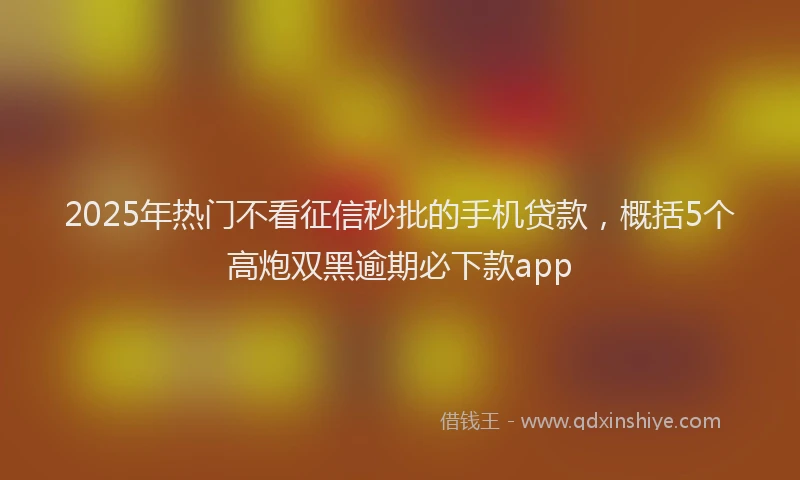 2025年热门不看征信秒批的手机贷款,概括5个高炮双黑逾期必下款app