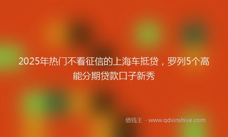 2025年热门不看征信的上海车抵贷，罗列5个高能分期贷款口子新秀