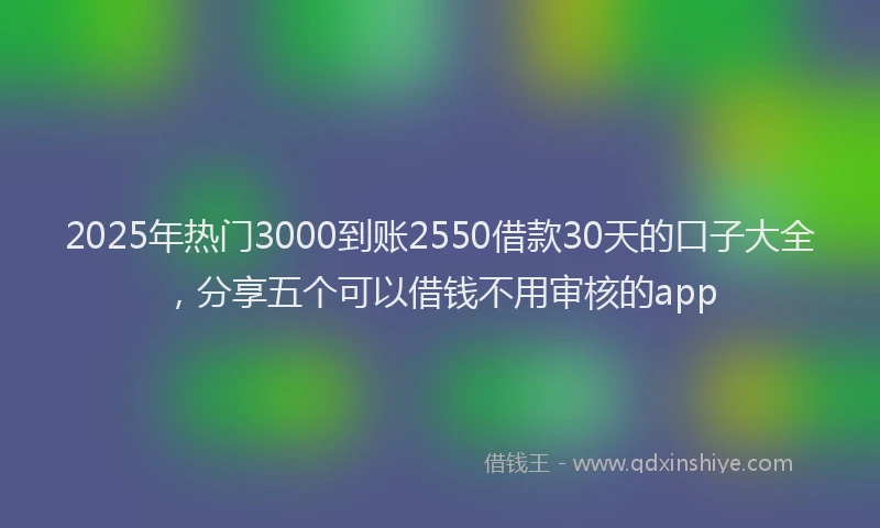 2025年热门3000到账2550借款30天的口子大全，分享五个可以借钱不用审核的app