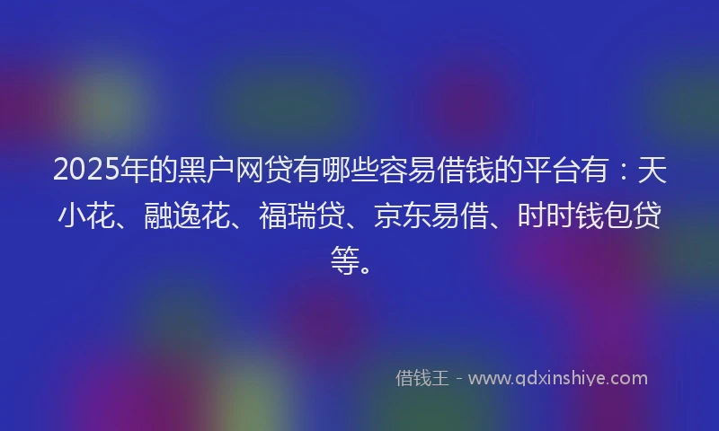 2025年的黑户网贷有哪些容易借钱的平台有：天小花、融逸花、福瑞贷、京东易借、时时钱包贷等。