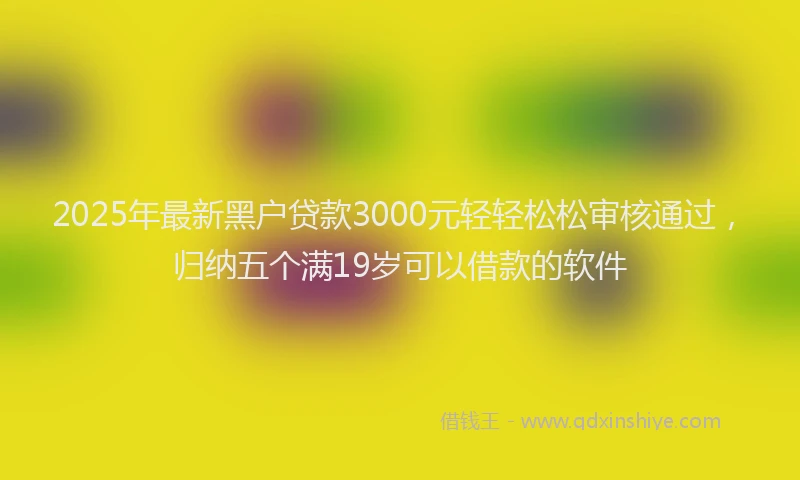 2025年最新黑户贷款3000元轻轻松松审核通过，归纳五个满19岁可以借款的软件