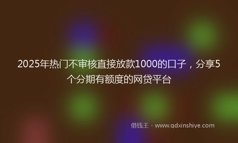 2025年热门不审核直接放款1000的口子，分享5个分期有额度的网贷平台