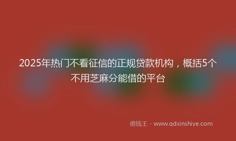 2025年热门不看征信的正规贷款机构，概括5个不用芝麻分能借的平台