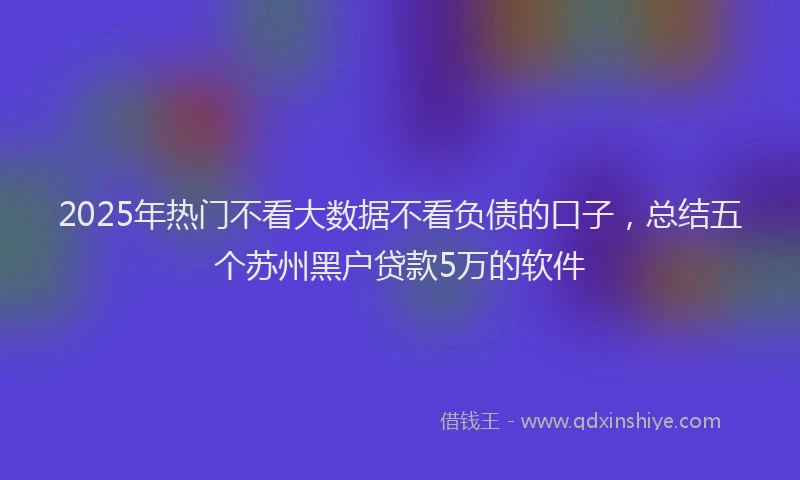 2025年热门不看大数据不看负债的口子，总结五个苏州黑户贷款5万的软件