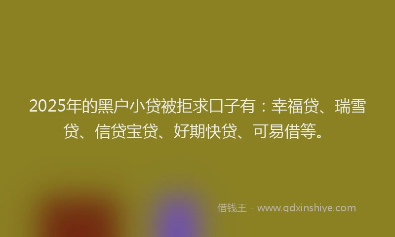 2025年的黑户小贷被拒求口子有：幸福贷、瑞雪贷、信贷宝贷、好期快贷、可易借等。