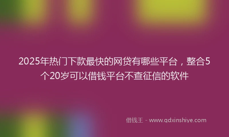 2025年热门下款最快的网贷有哪些平台，整合5个20岁可以借钱平台不查征信的软件