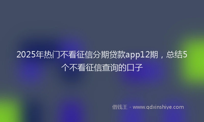 2025年热门不看征信分期贷款app12期，总结5个不看征信查询的口子